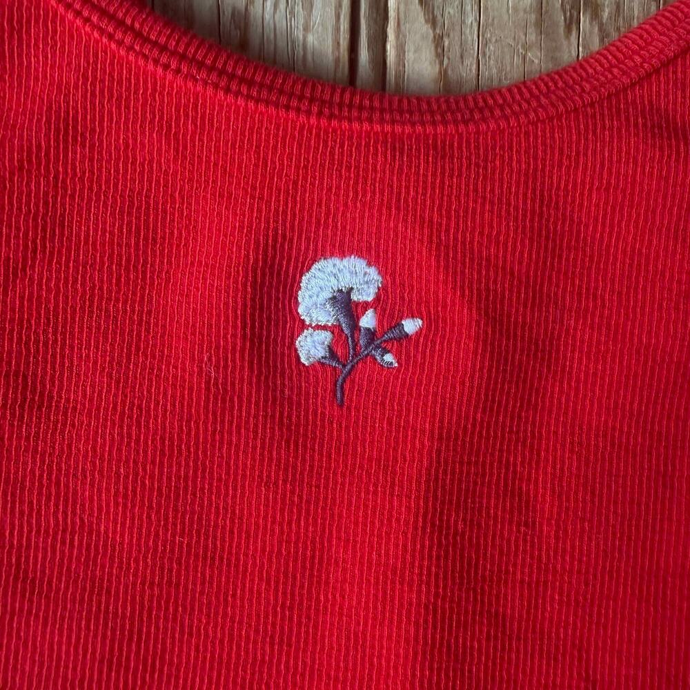 Rouje x J.Crew Red Ribbed Cotton Cami Tank Top XS Coquette Boho NWOT - Picture 3 of 6